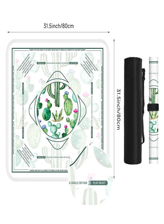 Deyimmei Neoprene Mahjong Mat for Table 31.5"x31.5" - Non-Slip, Noise Reduction Cover with Storage Pockets, American Rules & Crease-Free Rolled Shipping (Cactus Garden) - Image 5